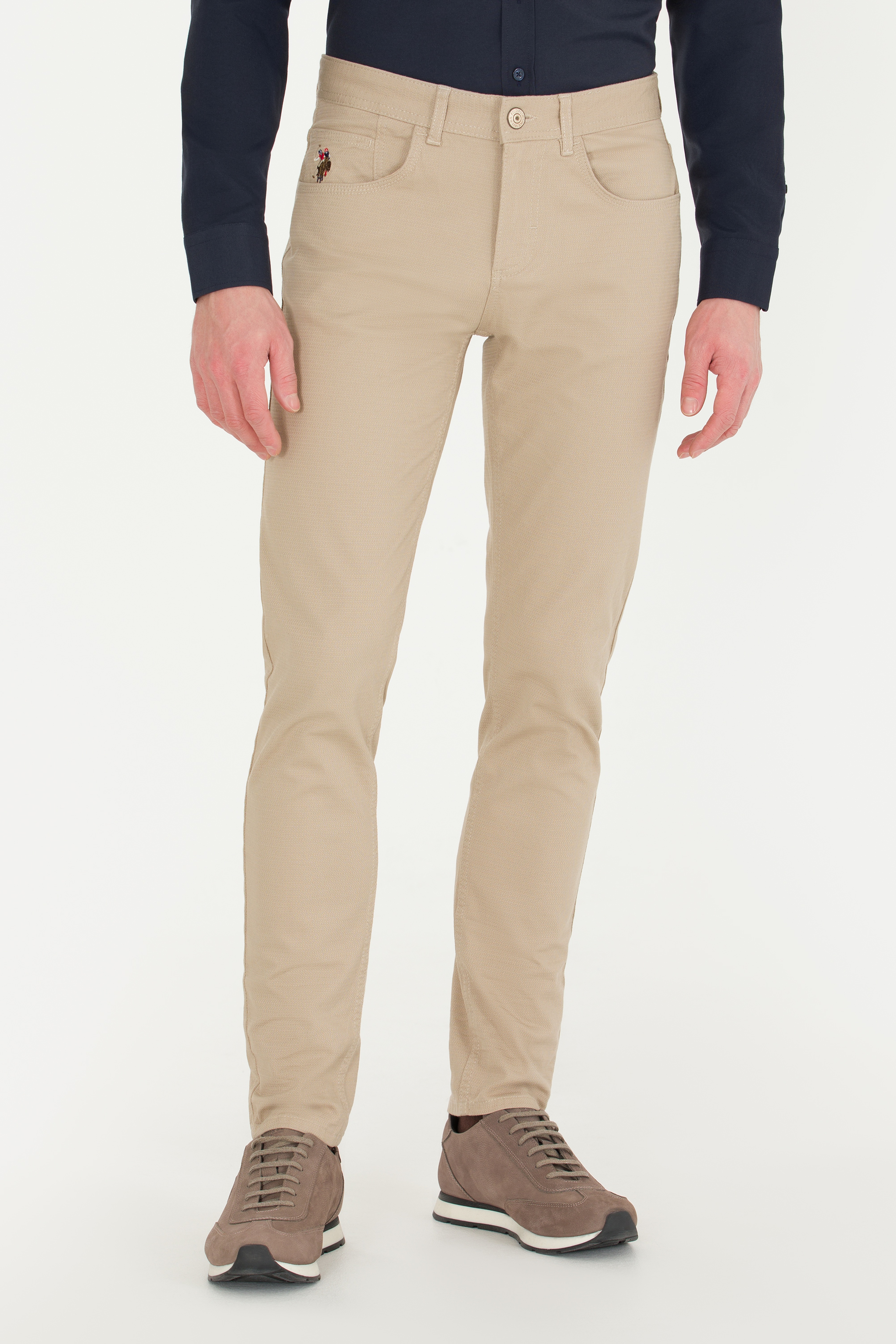 Erkek Slim Fit Taş Kanvas Pantolon - Image 2