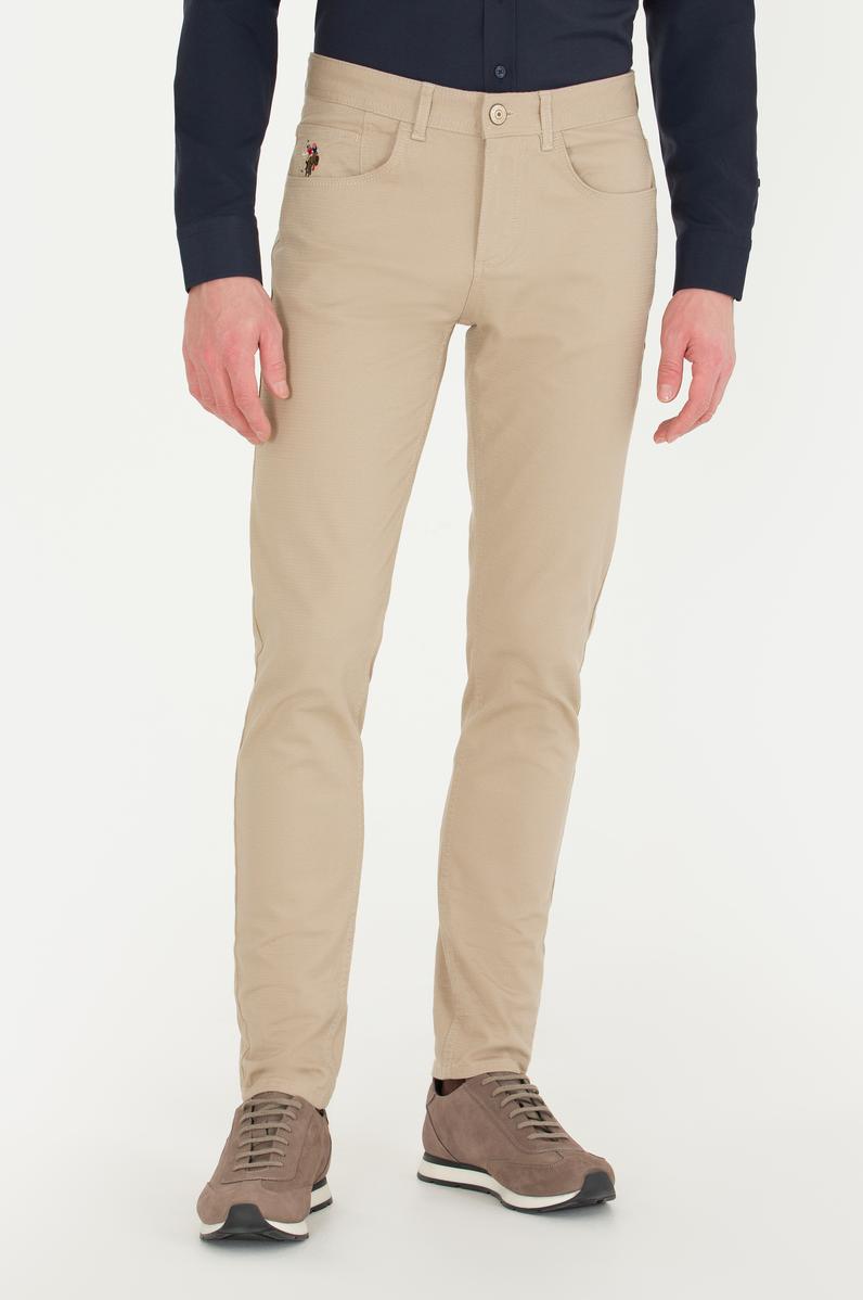 Erkek Slim Fit Taş Kanvas Pantolon