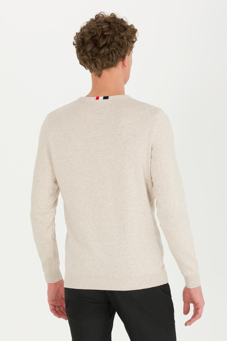 Erkek Taş Melanj Bisiklet Yaka Triko Kazak - 50256186027