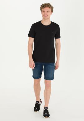 Erkek Siyah Basic Bisiklet Yaka Tişört - 50274209027