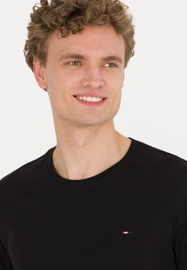 Erkek Siyah Basic Bisiklet Yaka Tişört - 50274209027