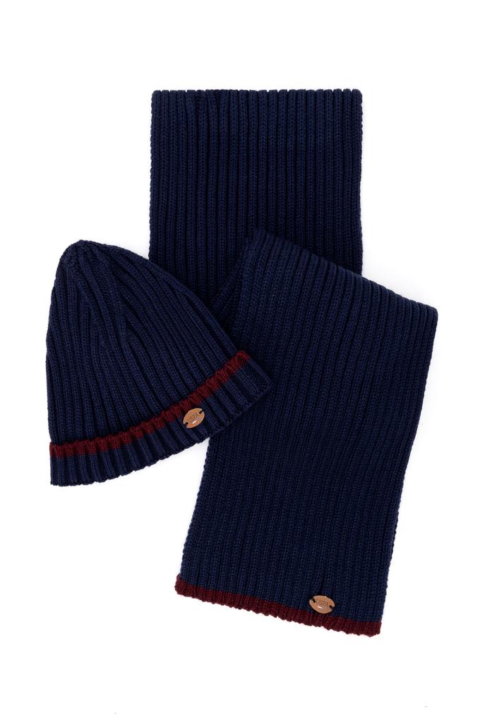 Erkek Çocuk Lacivert Kaşkol Bere Takım