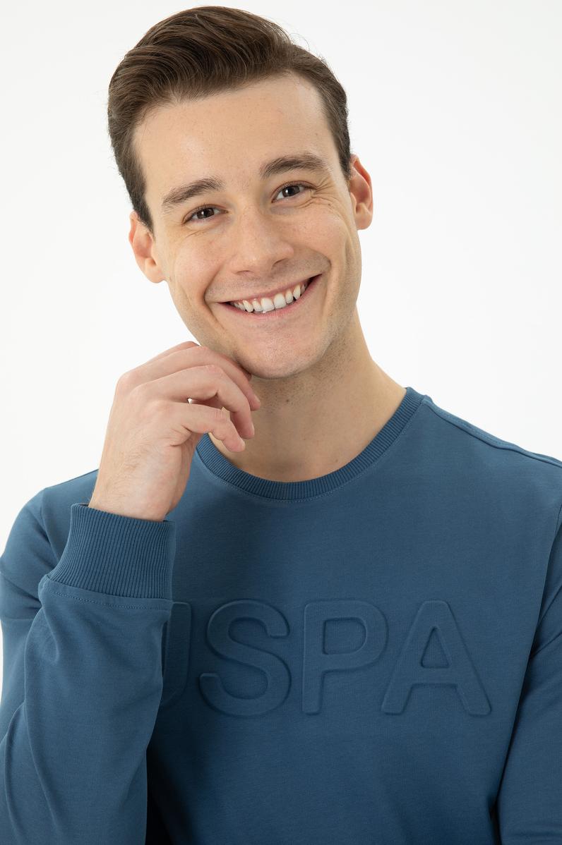 Erkek İndigo Basic Sweatshirt