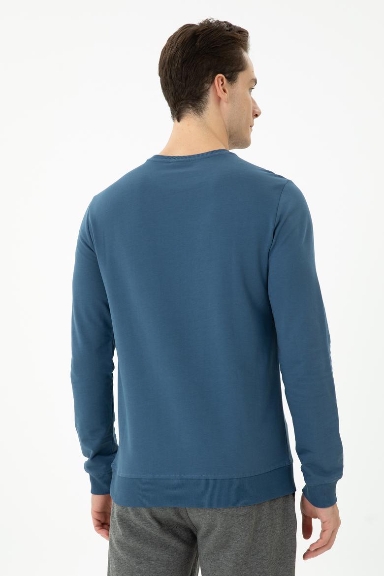 Erkek İndigo Basic Sweatshirt - 50269402071