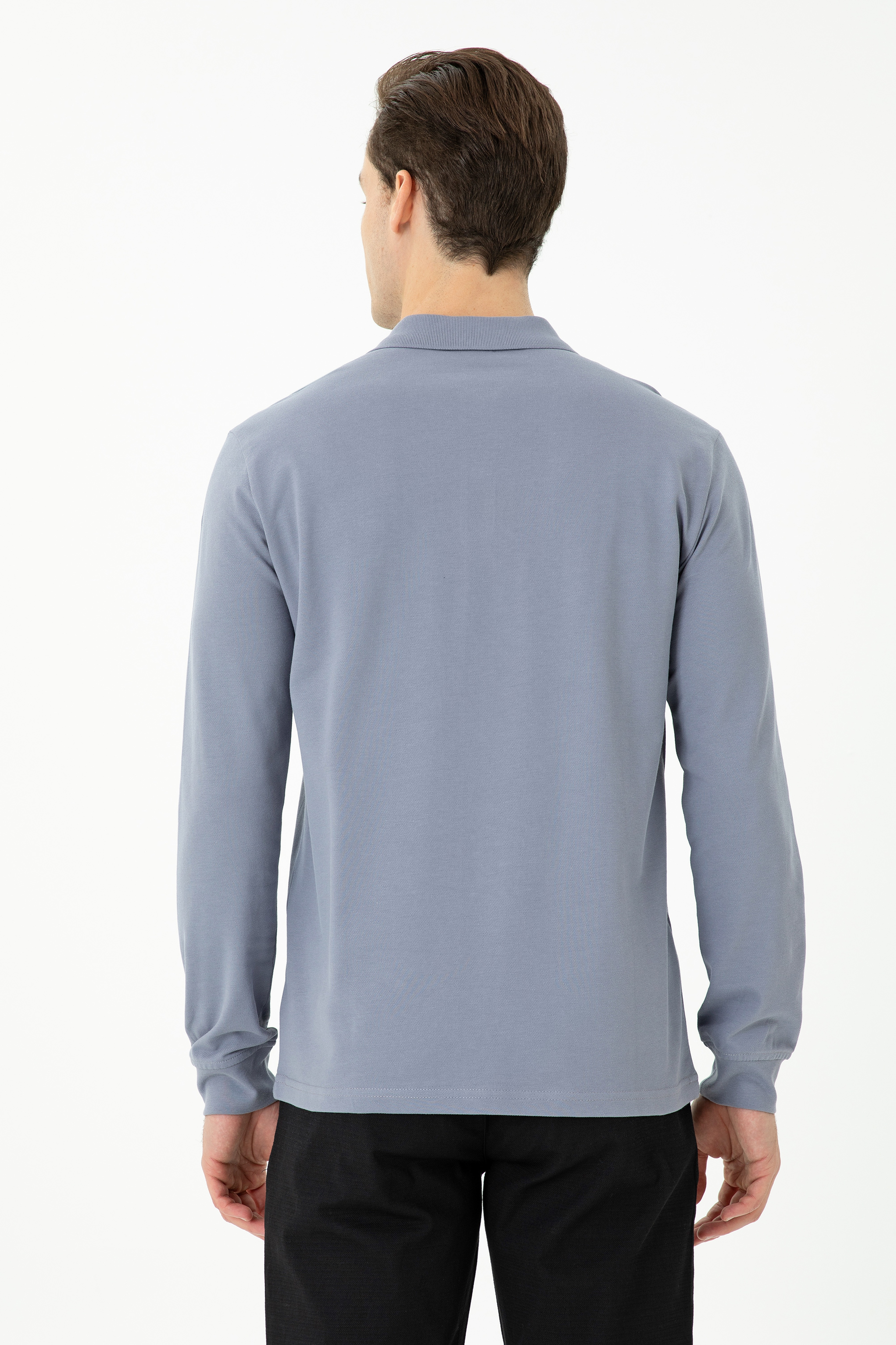 Erkek Gri Basic Sweatshirt - Image 5