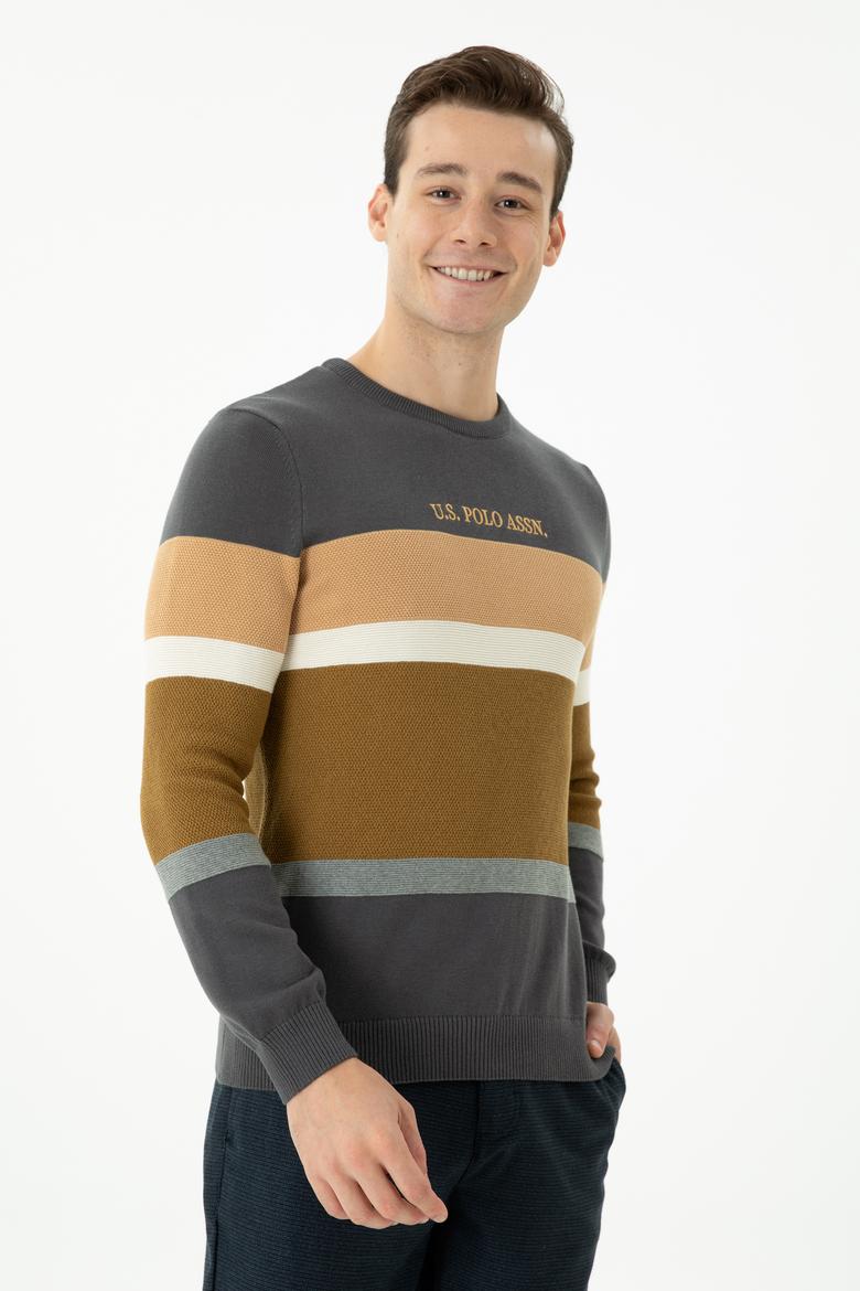 Erkek Antrasit Bisiklet Yaka Kazak - 50271009045