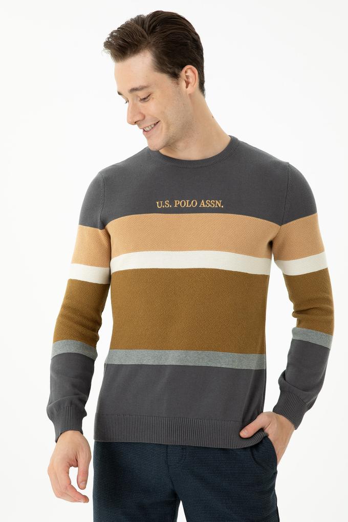 Erkek Antrasit Bisiklet Yaka Kazak