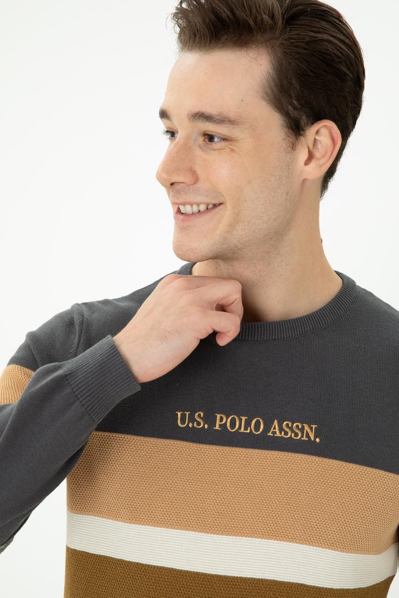 Erkek Antrasit Bisiklet Yaka Kazak - 50271009045