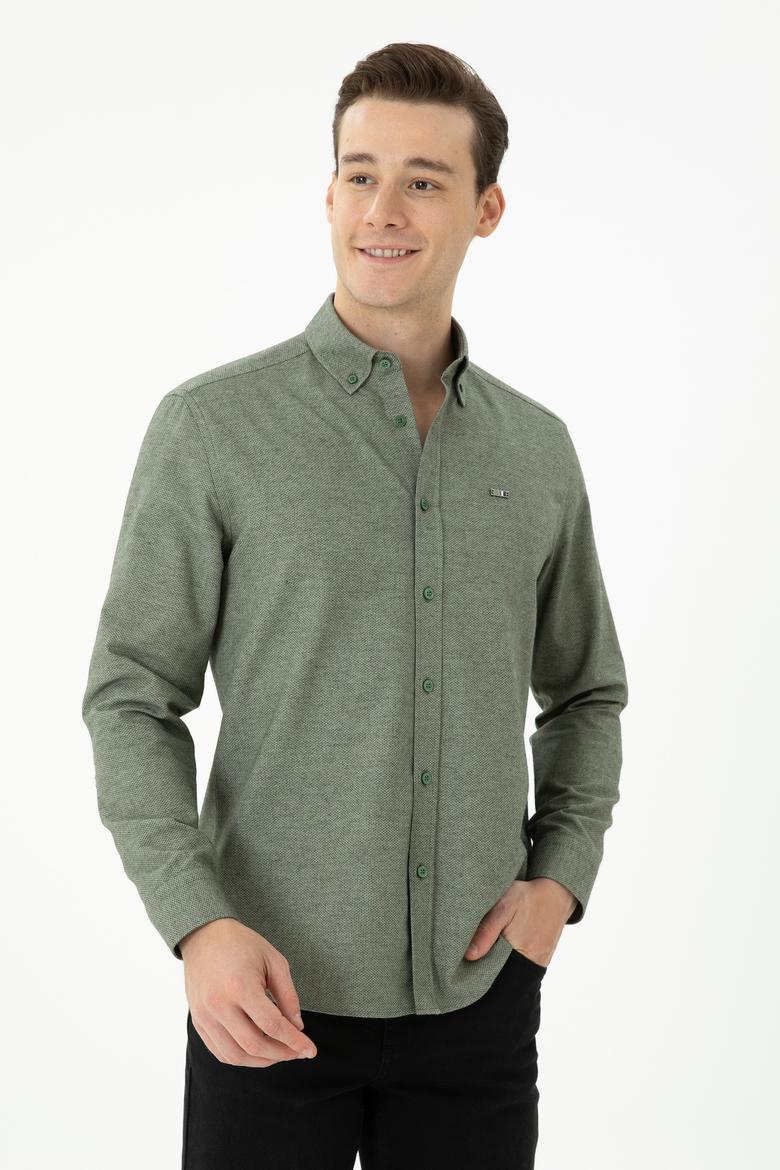 Erkek Yeşil Uzun Kollu Gömlek