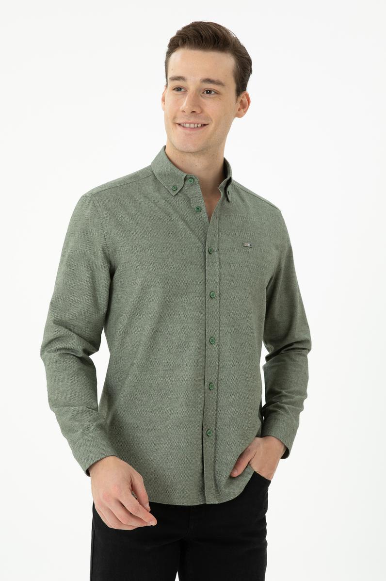 Erkek Yeşil Uzun Kollu Gömlek
