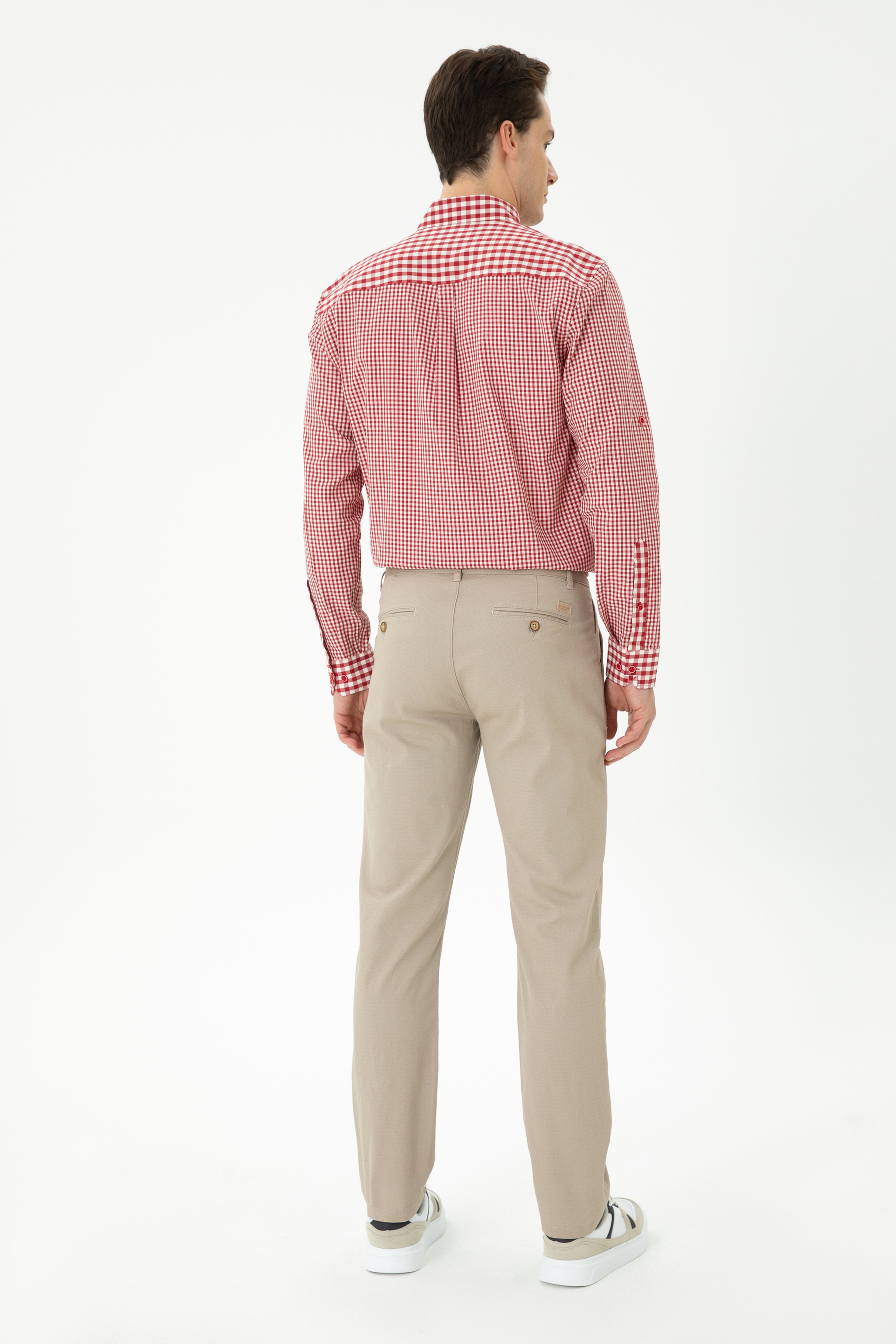 Erkek Regular Fit Koyu Bej Kanvas Pantolon - Image 4