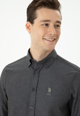 Erkek Antrasit Uzun Kollu Basic Gömlek - 50271269093