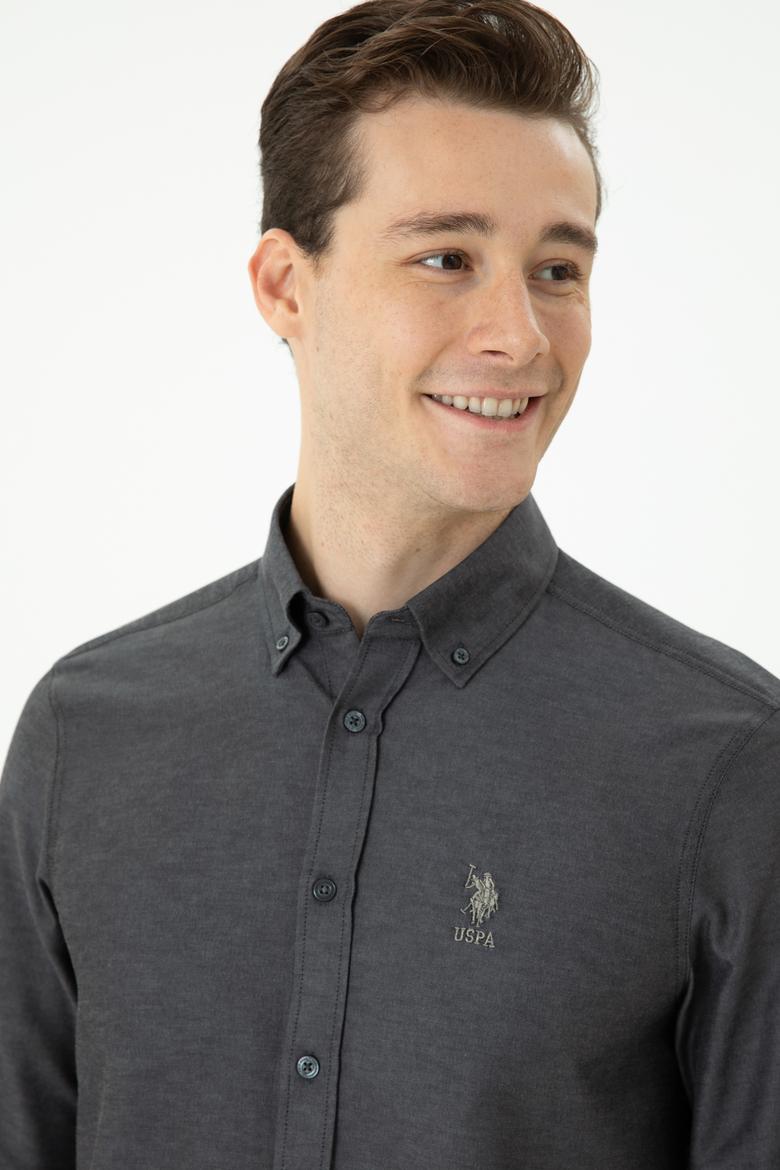 Erkek Antrasit Uzun Kollu Basic Gömlek - 50271269093