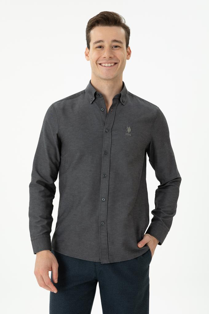 Erkek Antrasit Uzun Kollu Basic Gömlek