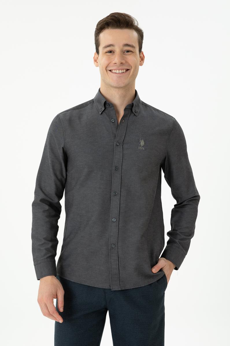 Erkek Antrasit Uzun Kollu Basic Gömlek