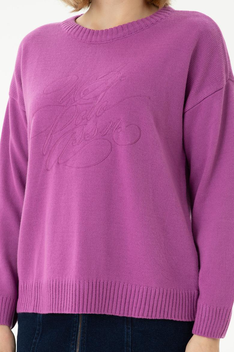 Kadın Lila Bisiklet Yaka Kazak - 50272035006