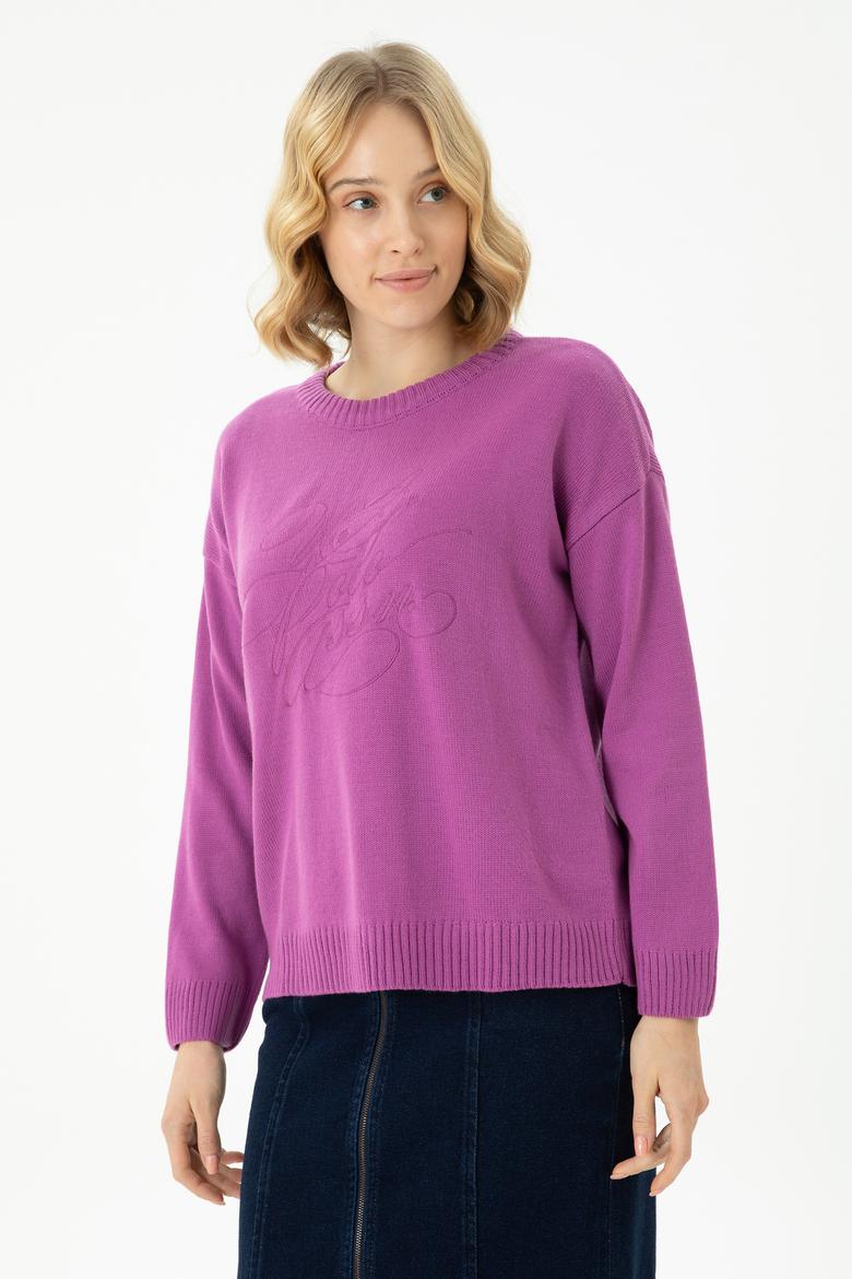 Kadın Lila Bisiklet Yaka Kazak - 50272035006