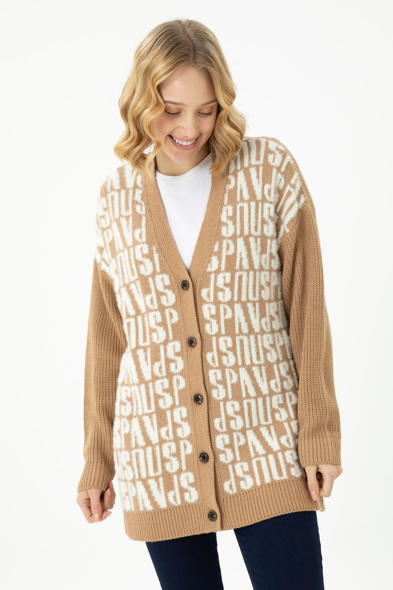 Kadın Kum Triko Hırka - 50269491009