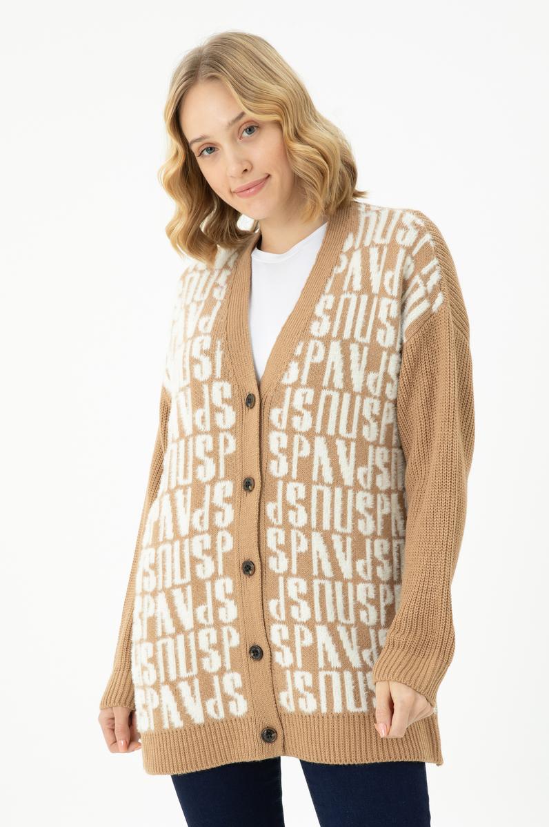 Kadın Kum Triko Hırka