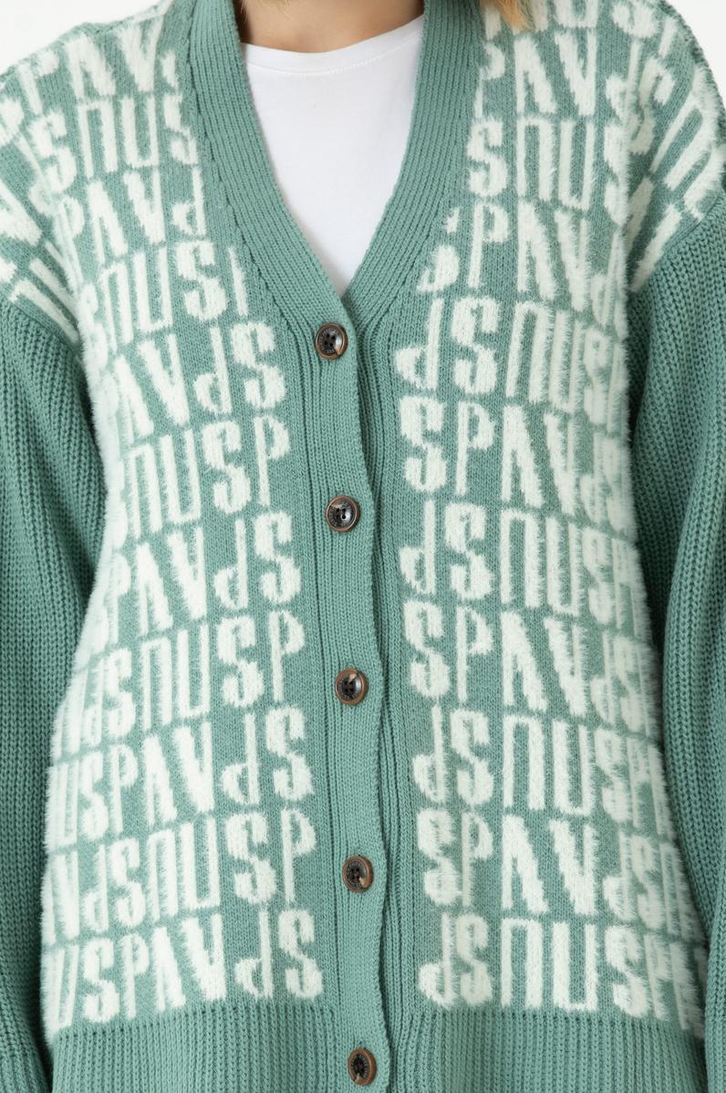 Kadın Mint Triko Hırka