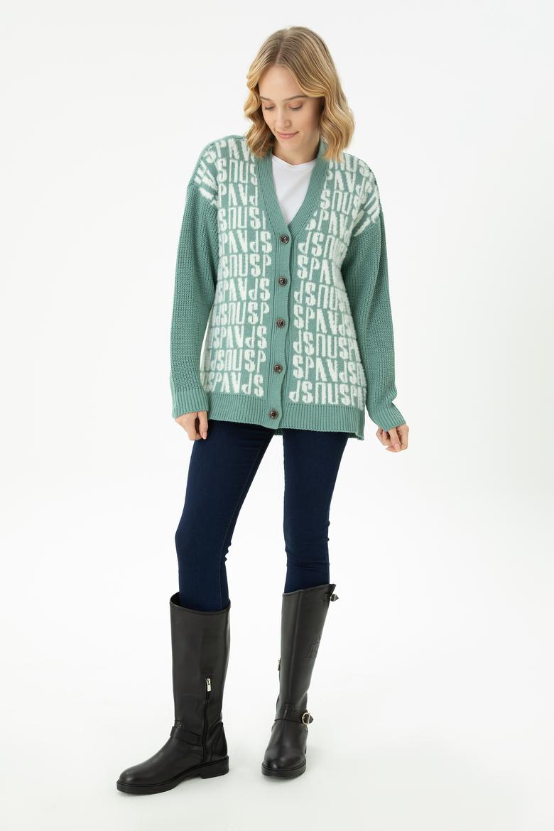 Kadın Mint Triko Hırka - 50269491017