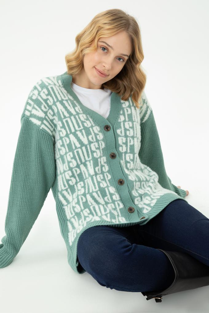 Kadın Mint Triko Hırka