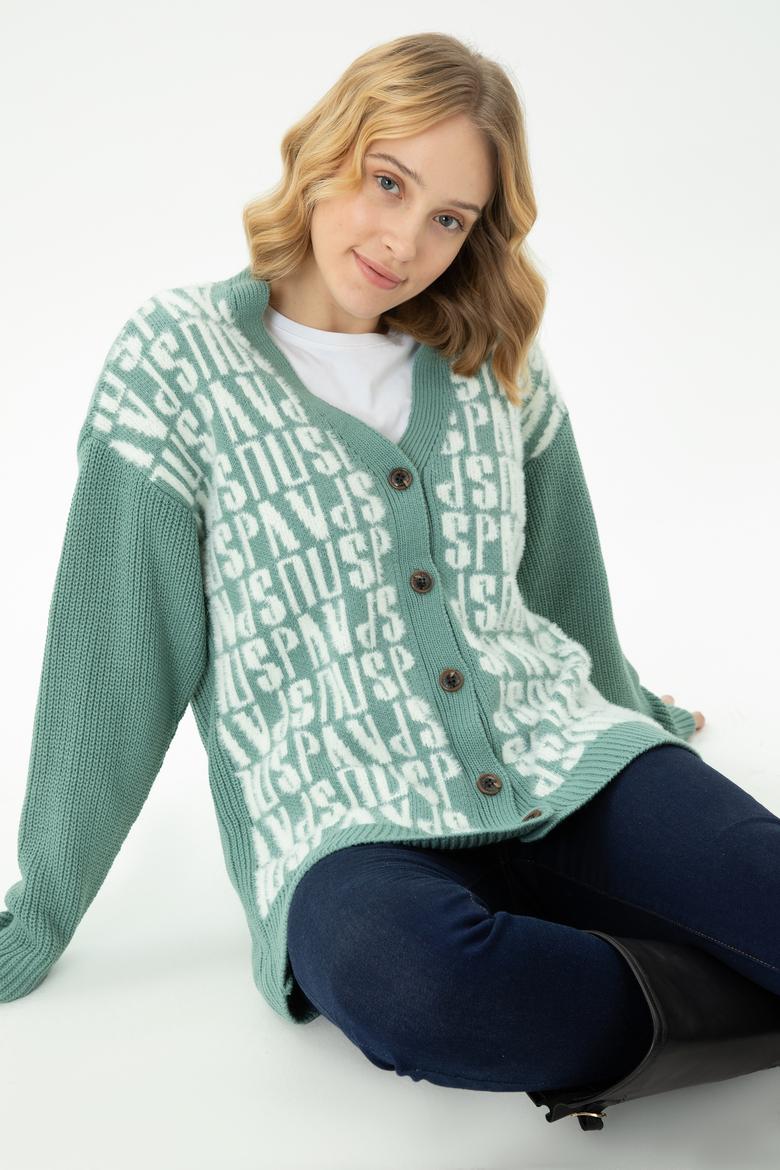 Kadın Mint Triko Hırka