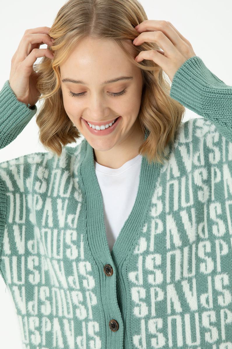 Kadın Mint Triko Hırka