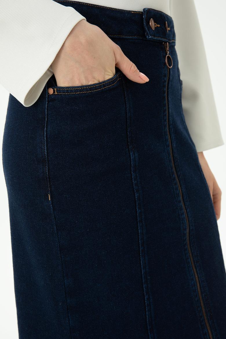 Kadın Mavi Jean Etek - 50271179011