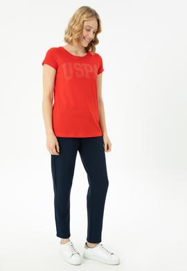 Kadın Kırmızı Basic Bisiklet Yaka Tişört - 50262670149