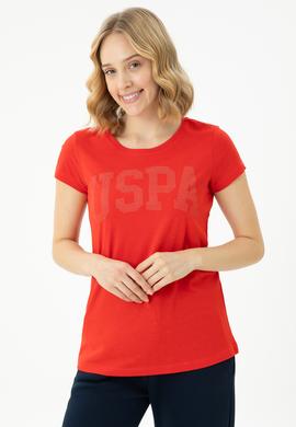 Kadın Kırmızı Basic Bisiklet Yaka Tişört - 50262670149