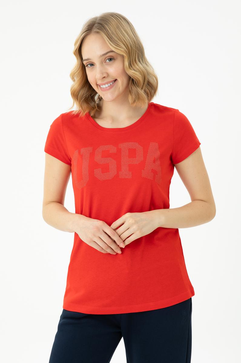 Kadın Kırmızı Basic Bisiklet Yaka Tişört