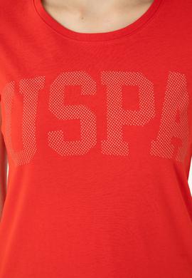 Kadın Kırmızı Basic Bisiklet Yaka Tişört - 50262670149