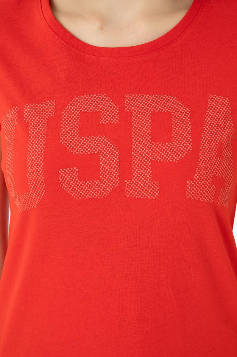 Kadın Kırmızı Basic Bisiklet Yaka Tişört