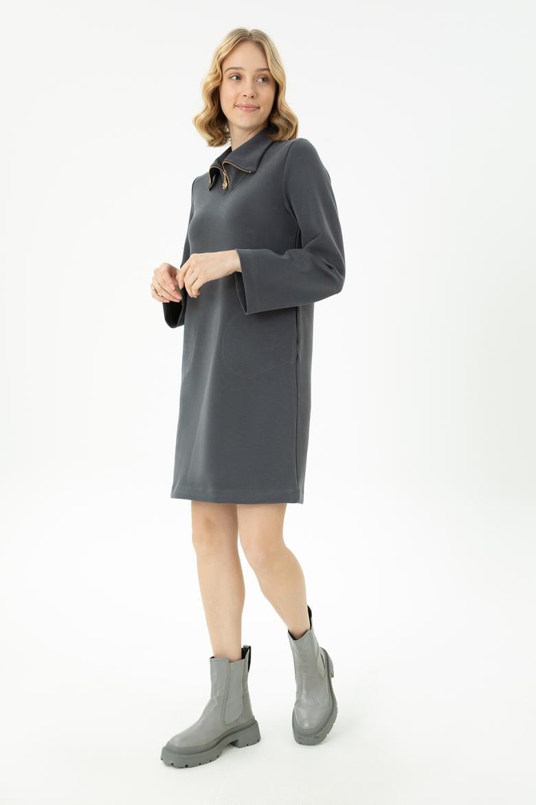 Kadın Antrasit Örme Elbise - 50272083034