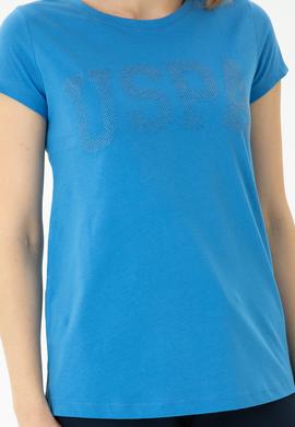 Kadın Saks Basic Bisiklet Yaka Tişört - 50262670140