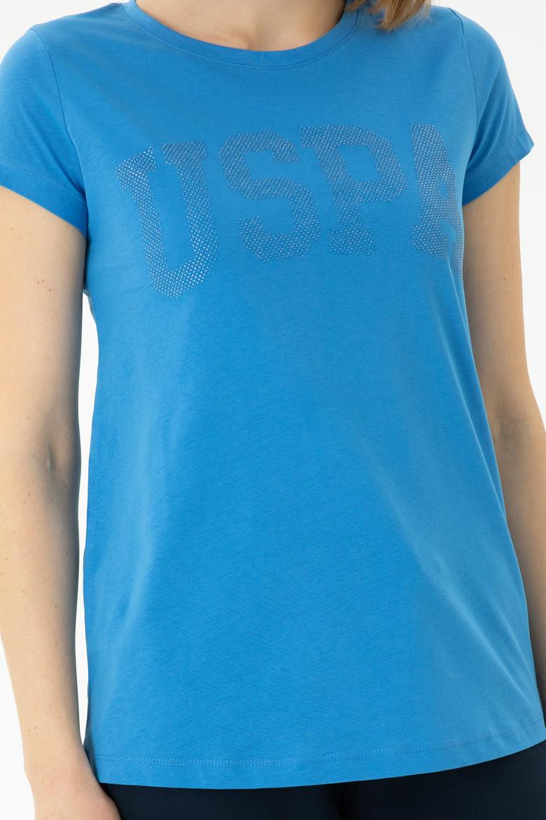 Kadın Saks Basic Bisiklet Yaka Tişört - 50262670140