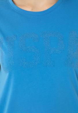 Kadın Saks Basic Bisiklet Yaka Tişört - 50262670140