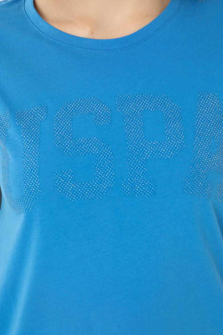 Kadın Saks Basic Bisiklet Yaka Tişört - 50262670140