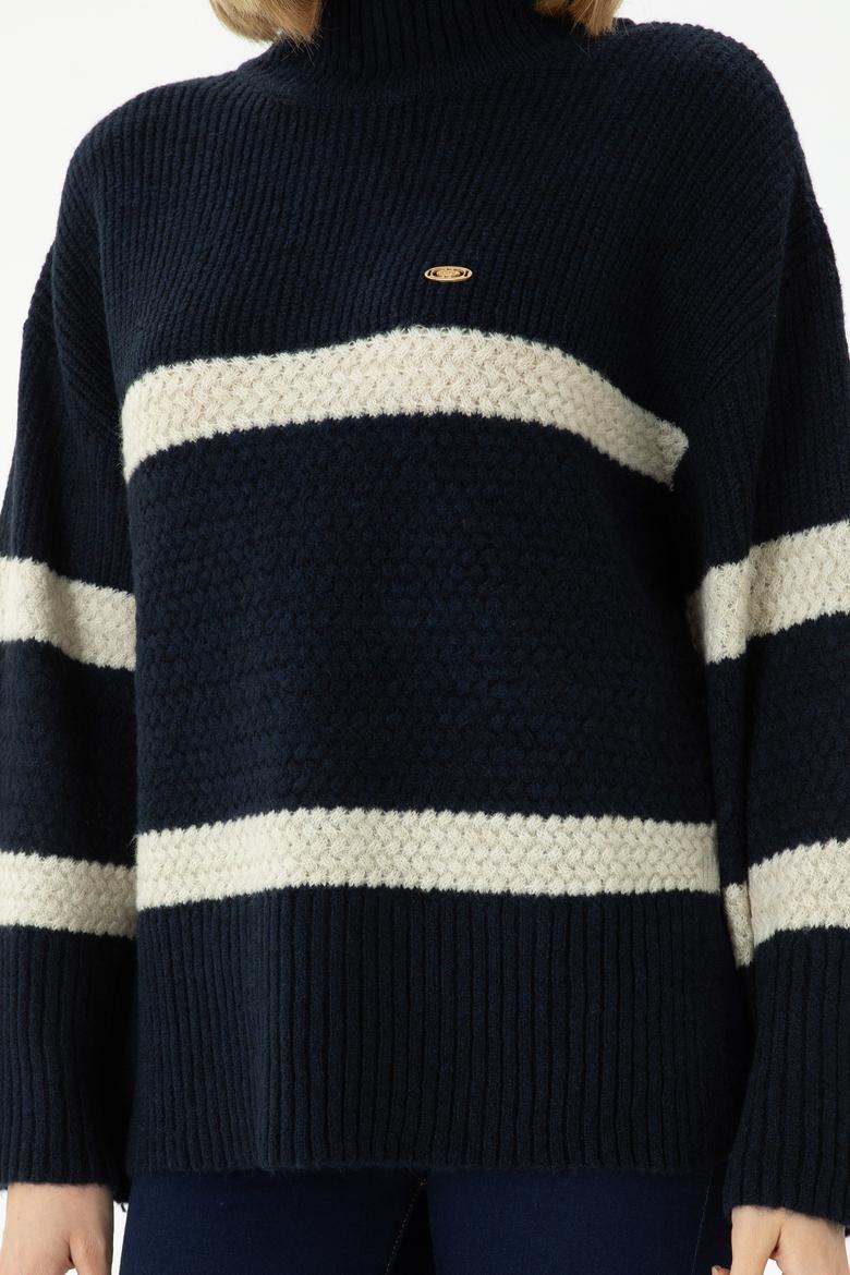 Kadın Lacivert Balıkçı Yaka Kazak - 50270437018