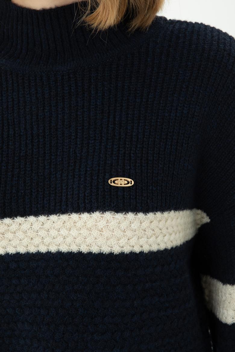 Kadın Lacivert Balıkçı Yaka Kazak - 50270437018