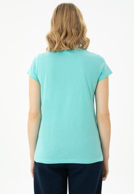 Kadın Mint Basic Bisiklet Yaka Tişört - 50262670101