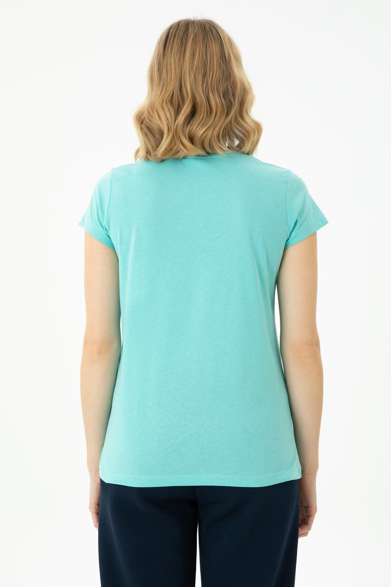 Kadın Mint Basic Bisiklet Yaka Tişört - 50262670101