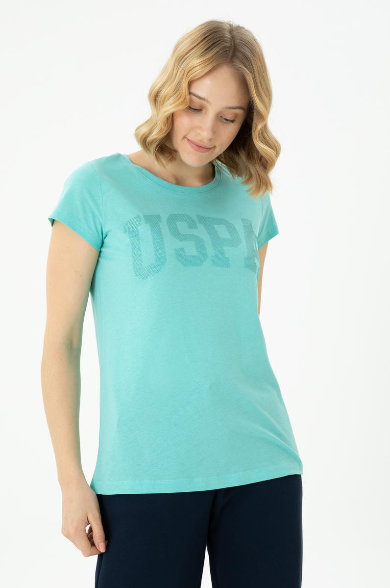 Kadın Mint Basic Bisiklet Yaka Tişört