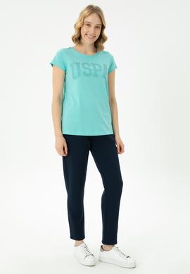 Kadın Mint Basic Bisiklet Yaka Tişört - 50262670101