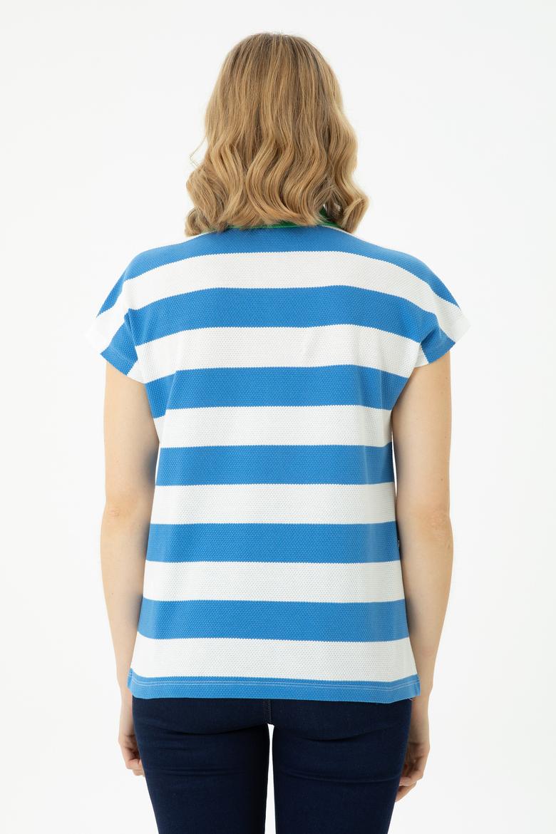 Kadın Saks Polo Yaka Tişört - 50263969025