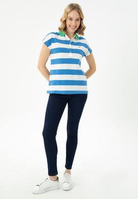 Kadın Saks Polo Yaka Tişört - 50263969025