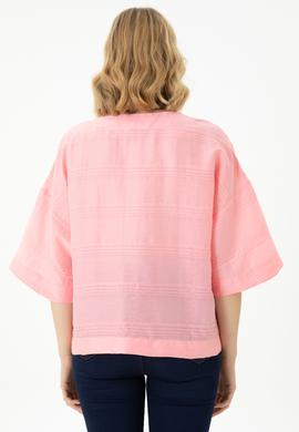 Kadın Pembe Kısa Kollu Gömlek - 50264176018