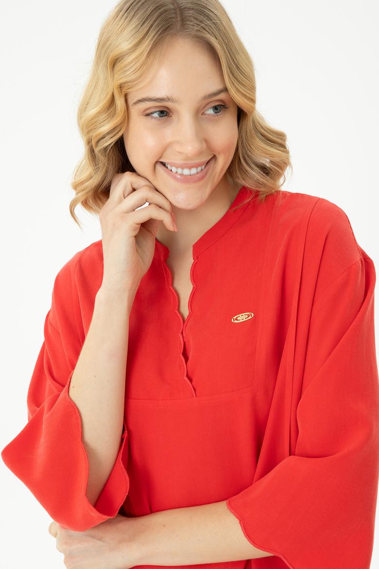 Kadın Nar Çiçeği Dokuma Elbise - 50262583021