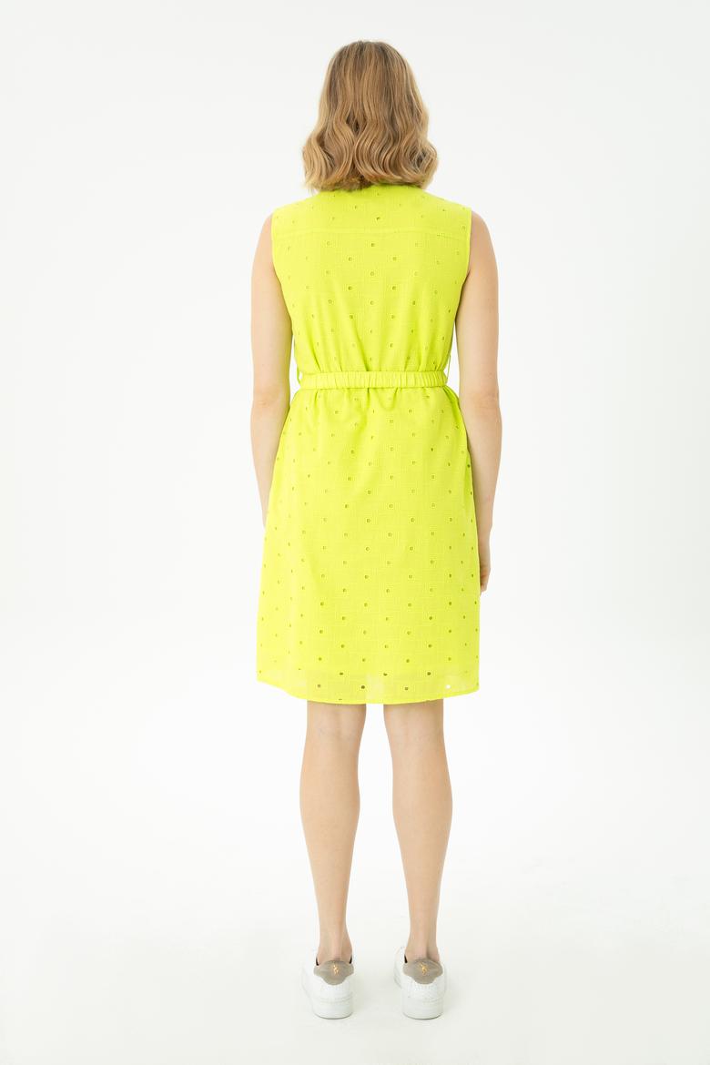 Kadın Neon Sarı Dokuma Elbise - 50262585010
